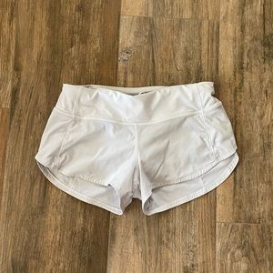 lululemon white speed up shorts